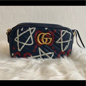 Small GG Marmont Camera Bag in Ghost print